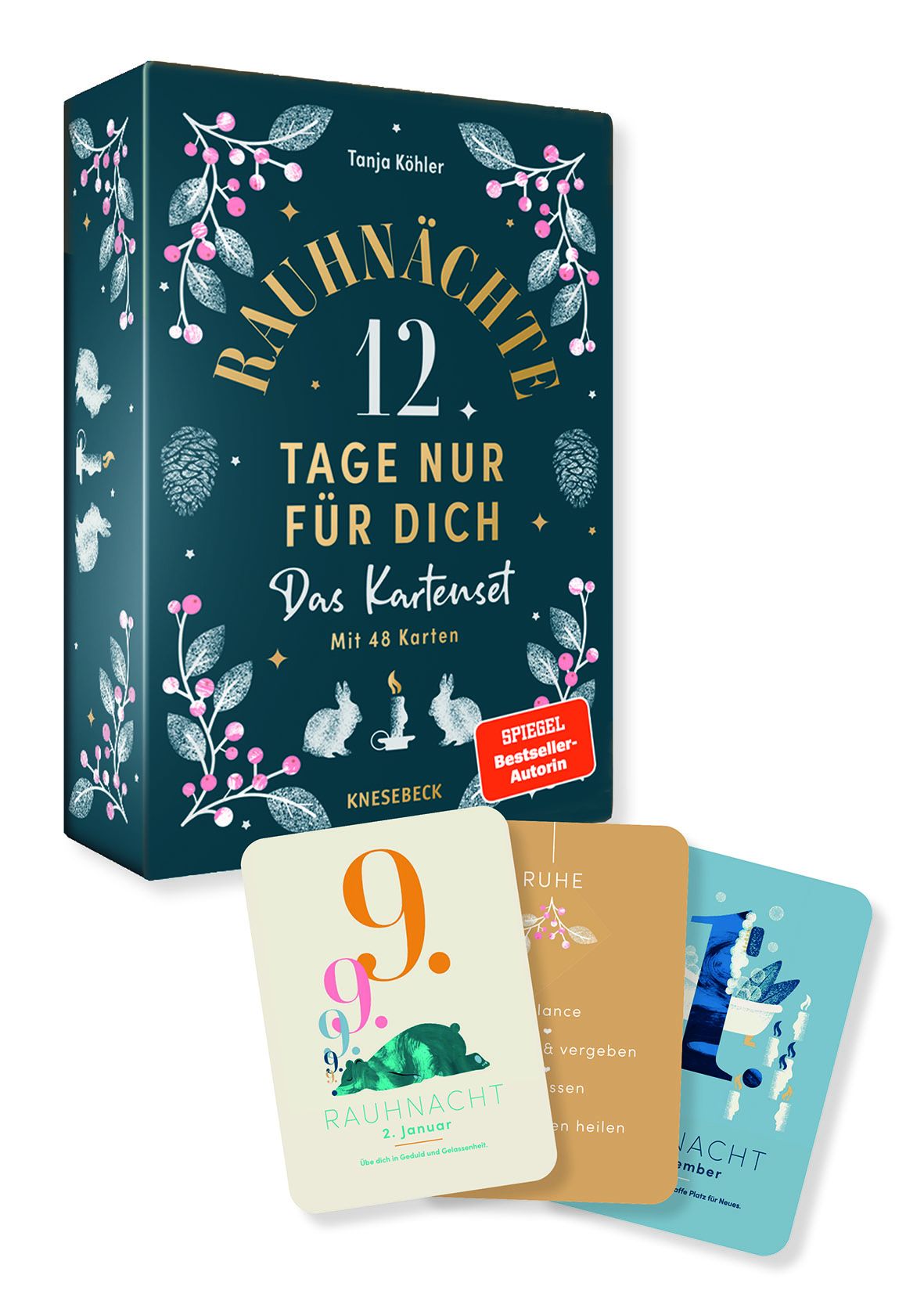 RN-Kartenset-3D-mit-Karten Whisky meets Rauhnächte - Geschenkkorb Rauhnächtebuch Tanja Köhler mit vier Whiskysorten